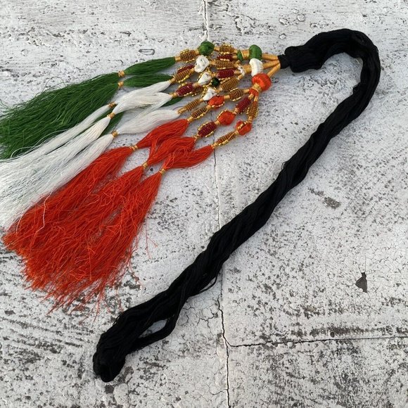 Indian Flag Color Hair Paranda Taranga Tri Color Hair Braided Prandi - Picture 2 of 10